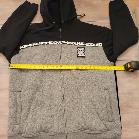 Ecko Unltd Mens Full Zip Warm Activewear Hoodie Spell Out Logo Gray Size 2XL - Picture 8 of 9